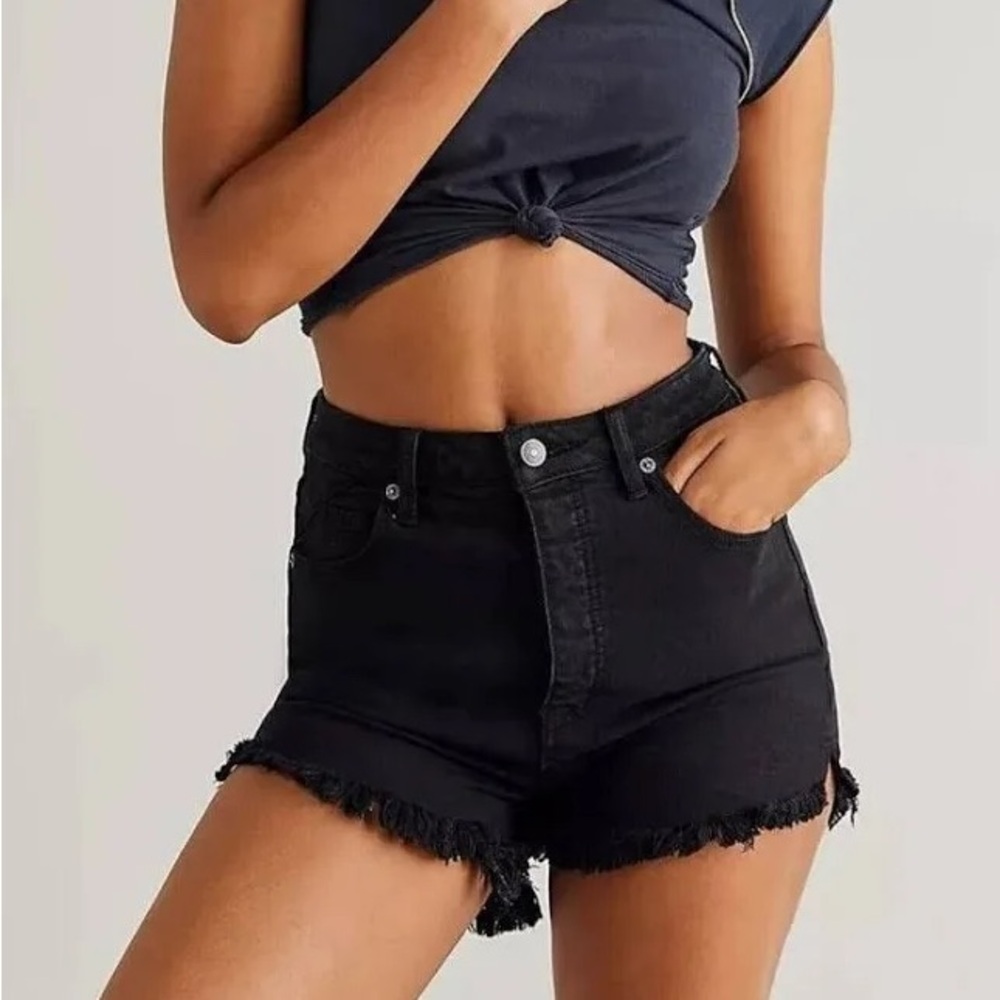We the Free CRVY Vintage High Rise Black Denim Shorts